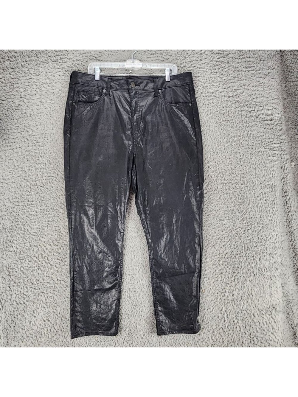 Gap Jeans Womens 34/18R Black Stretch Coated Denim Vintage Slim Sky High